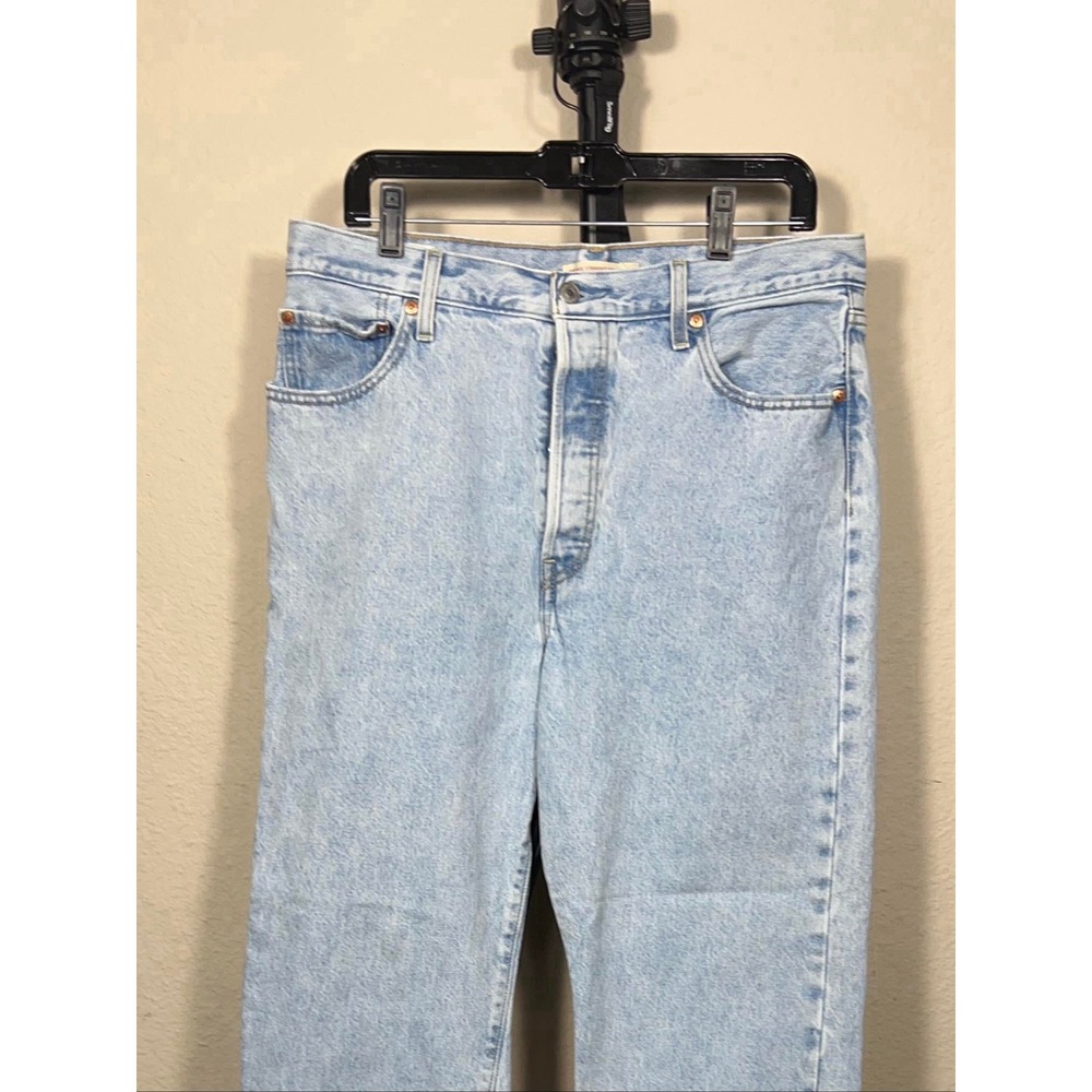 New Levi's Ribcage Straight Ankle Jeans Women 32 Light Blue Denim Regular Fit